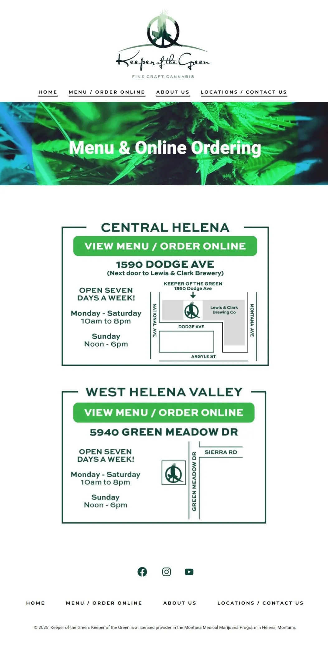 Keeper of the Green: website & menu